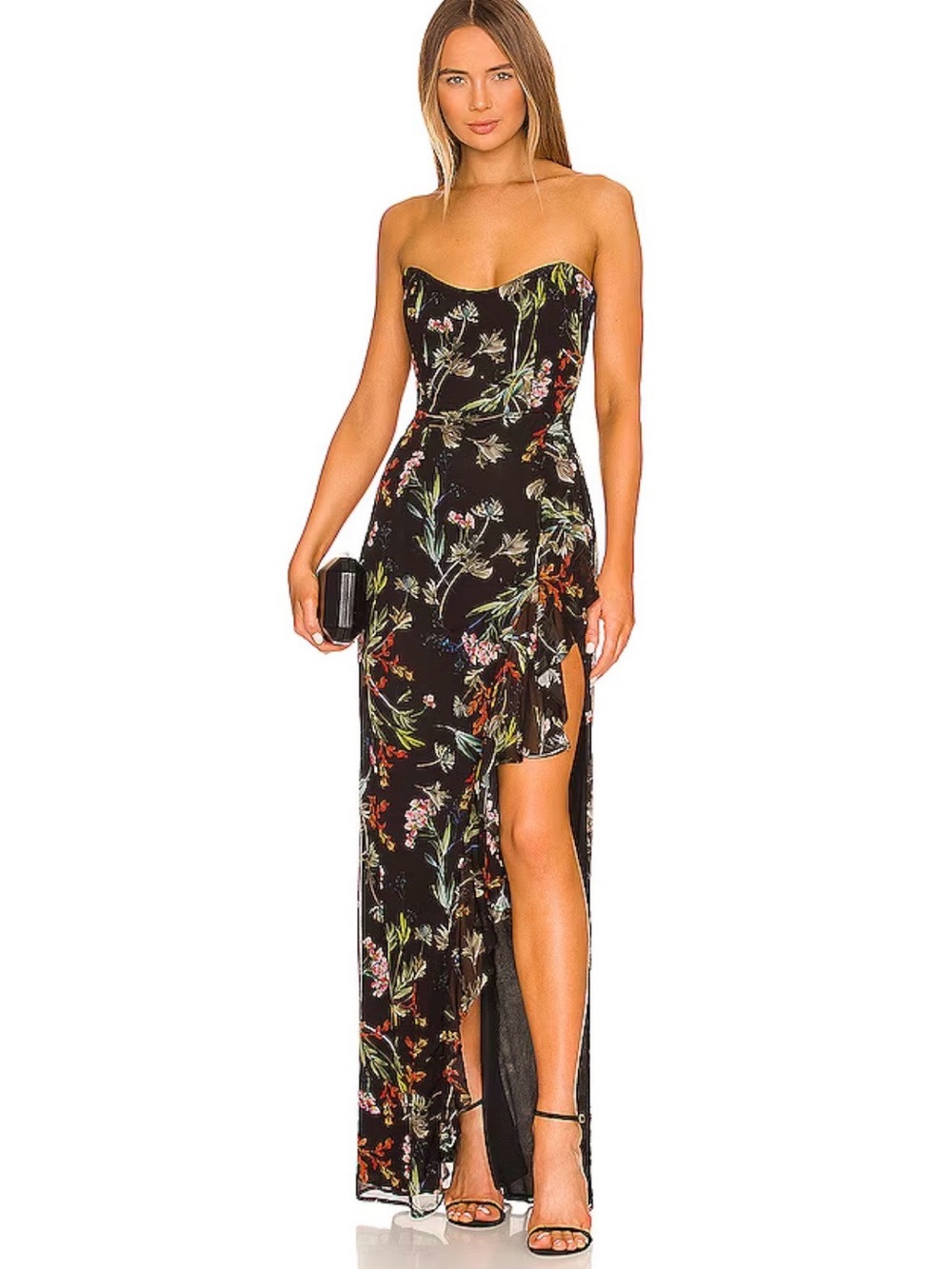 Katie May Baby Cakes Gown in Black Floral XS NWT